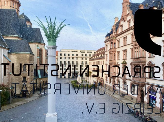 Zu sehen ist ein Blick aus dem Fenster des Spracheninstituts an der Universität Leipzig in der Ritterstraße auf den Nikolaikirchhof